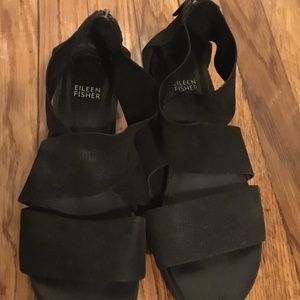 EILEEN FISHER Back-Zip Suede Sandals - US size 9